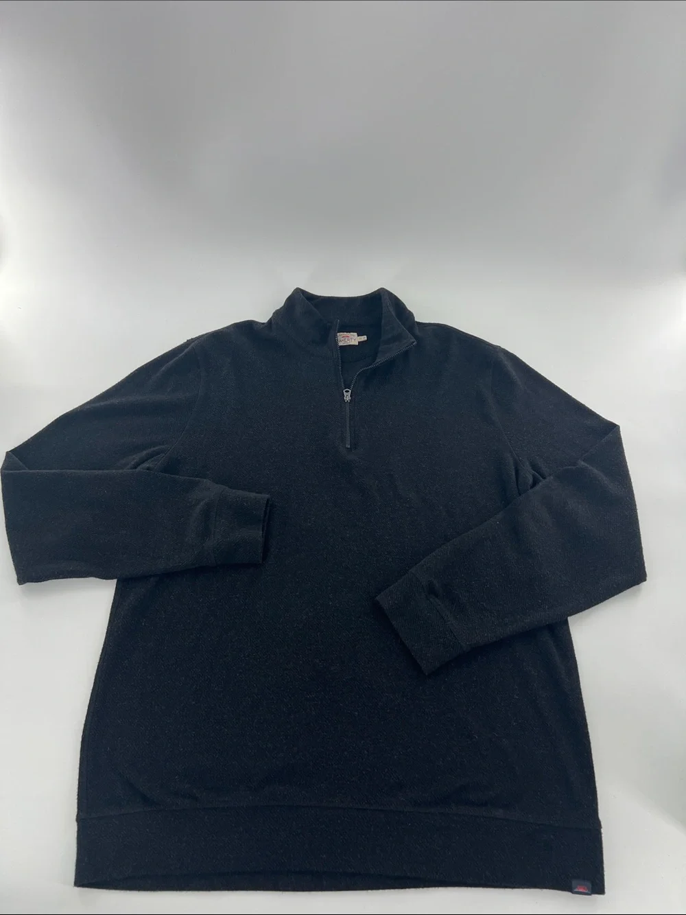 Faherty Men's Black Zip-Up Mock Neck Quarter Zip Sweater Layering XL Tall